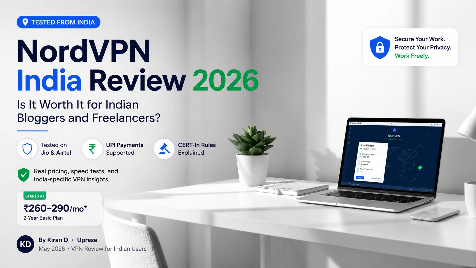 NordVPN India review graphic for Indian bloggers and freelancers